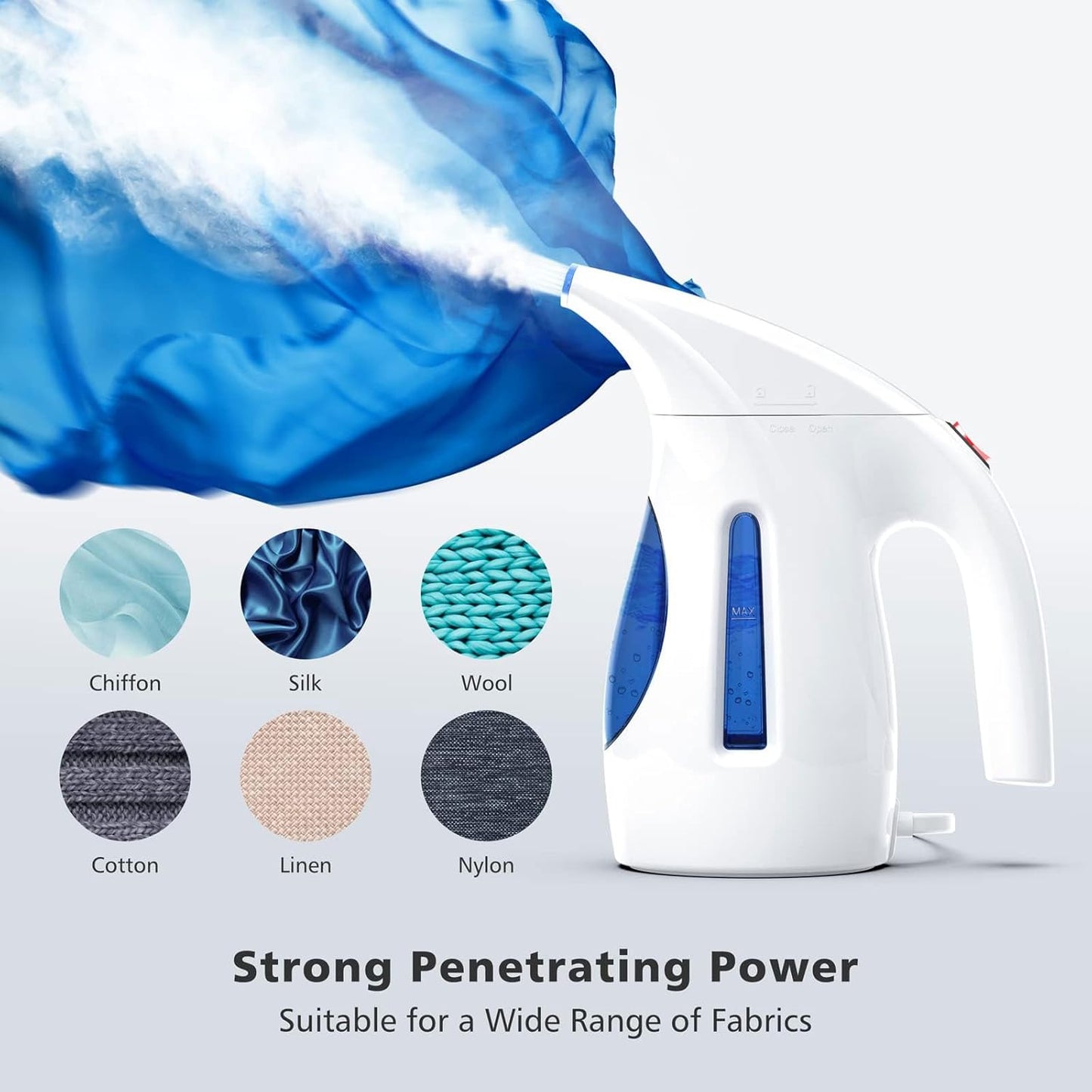HiLIFE Portable Handheld Clothes Steamer, 240ml Capacity, 700W for Wrinkles (Blue)