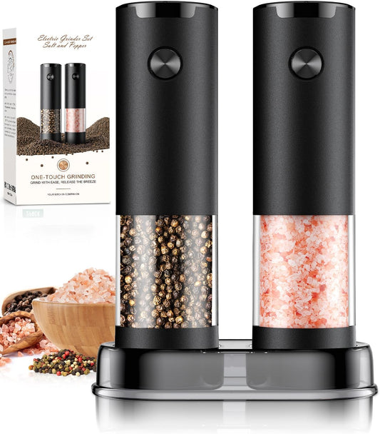 ioion Automatic Electric Salt & Pepper Grinder Set with LED Light - Adjustable Coarseness