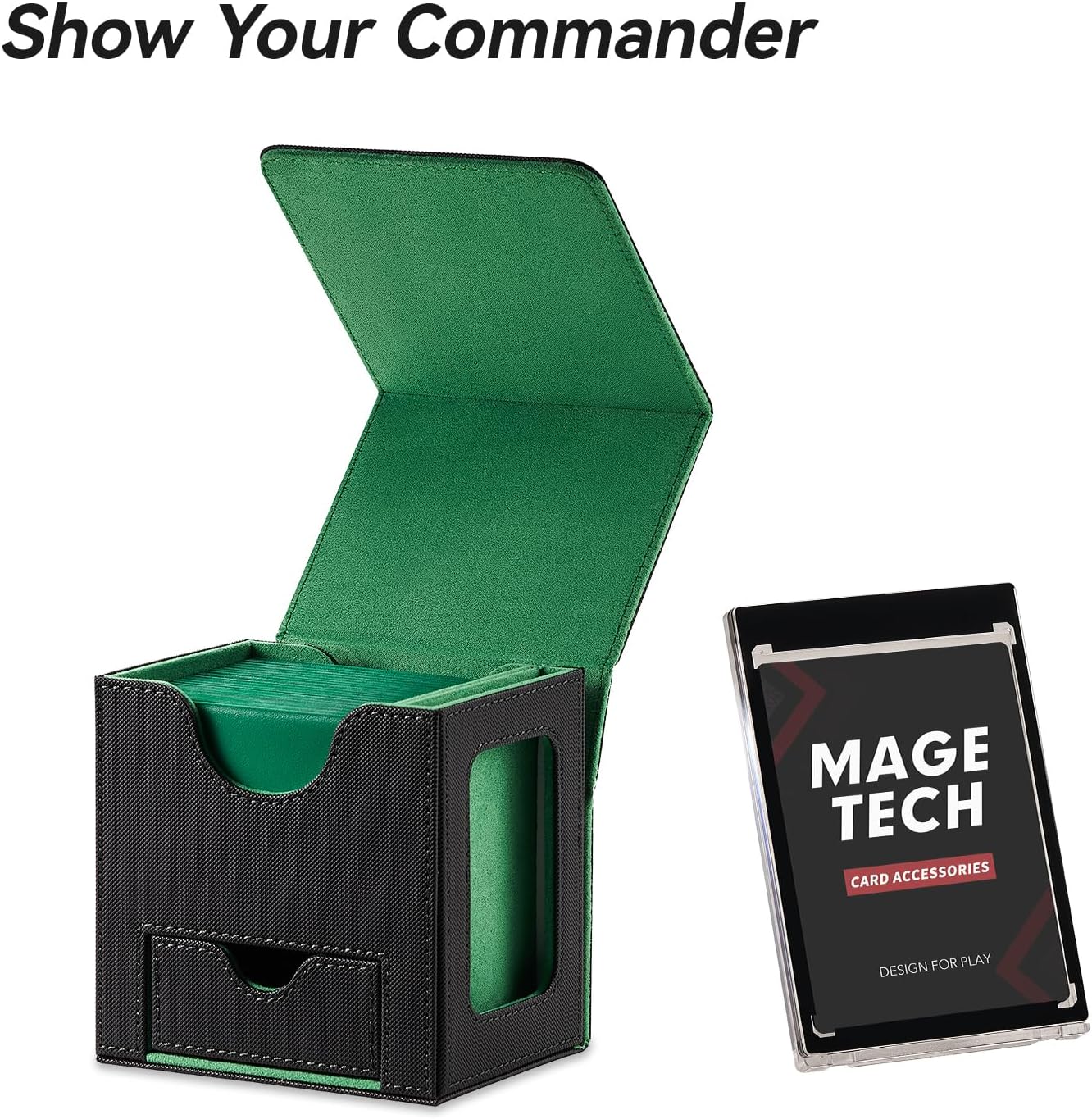 Mage Tech MTG Commander Deck Box for 100 Double-Sleeved Cards - Patented Design, Dice Tray