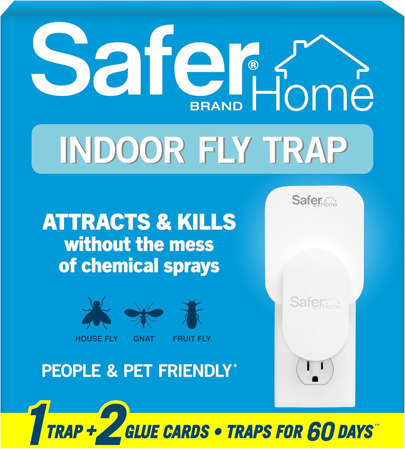 Safer Indoor Plug-In Fruit Fly & Gnat Trap - Chemical-Free 24/7 Protection