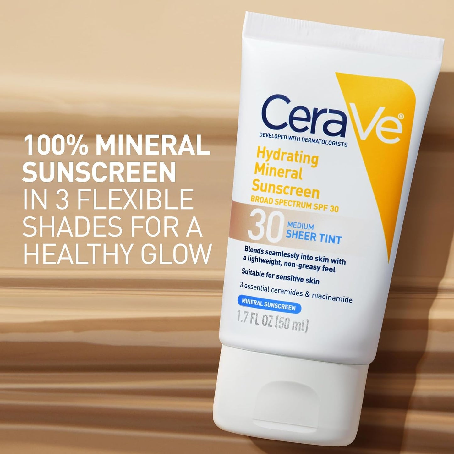 CeraVe Hydrating Mineral SPF 30 Tinted Face Sunscreen - Medium Shade
