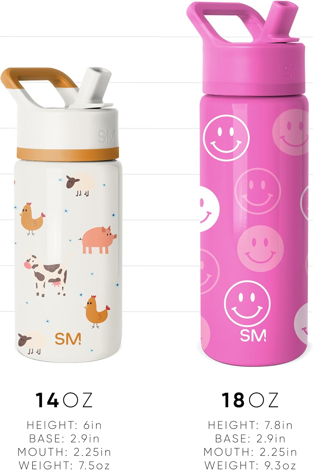 Simple Modern Disney Pixar Kids Water Bottle - 14oz Insulated Stainless Steel Tumbler with Straw Lid for Toddlers & School