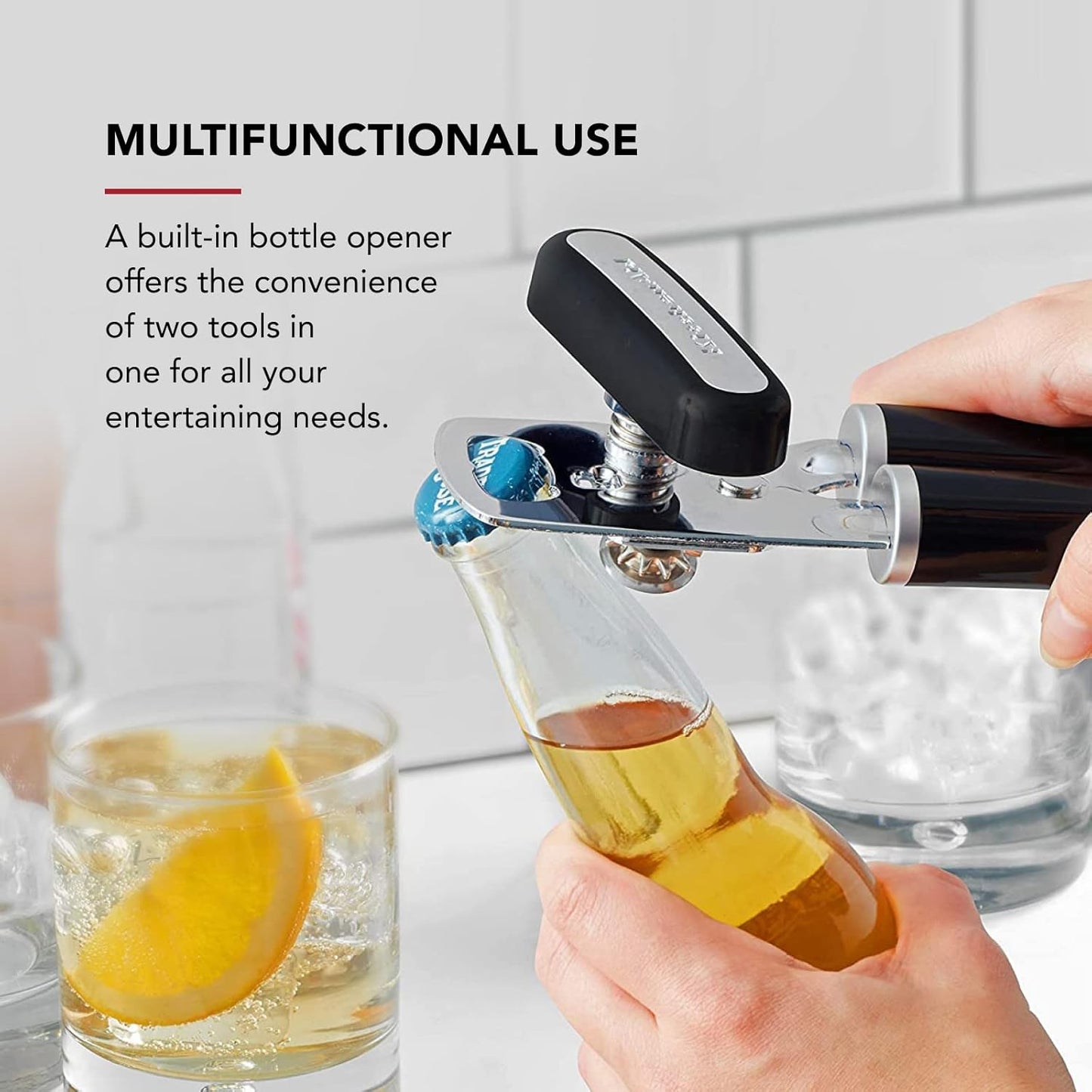 KitchenAid Classic 2-in-1 Manual Can & Bottle Opener - Razor Sharp Stainless Steel Wheel, Soft Ergonomic Handles