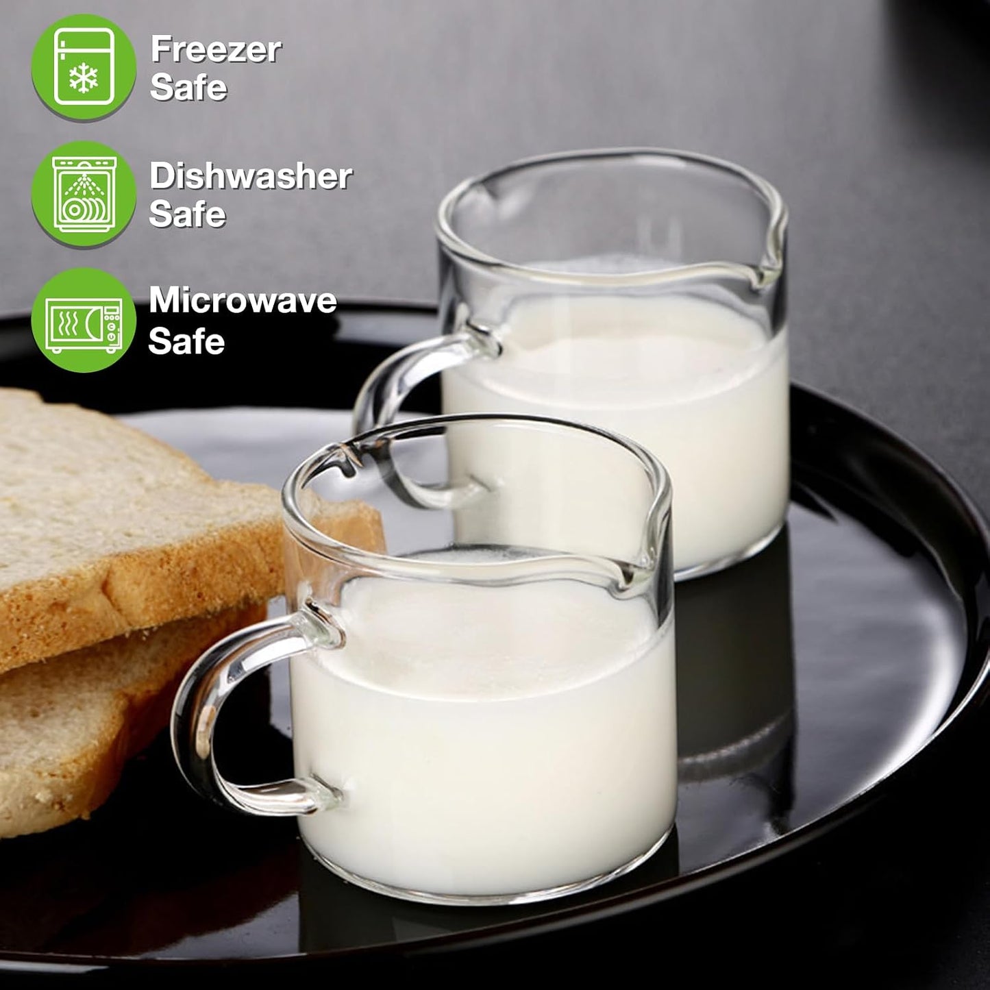 Qipecedm 4 oz Double Spout Espresso Cups Set of 2 - Clear Borosilicate Glass for Home Coffee Lovers
