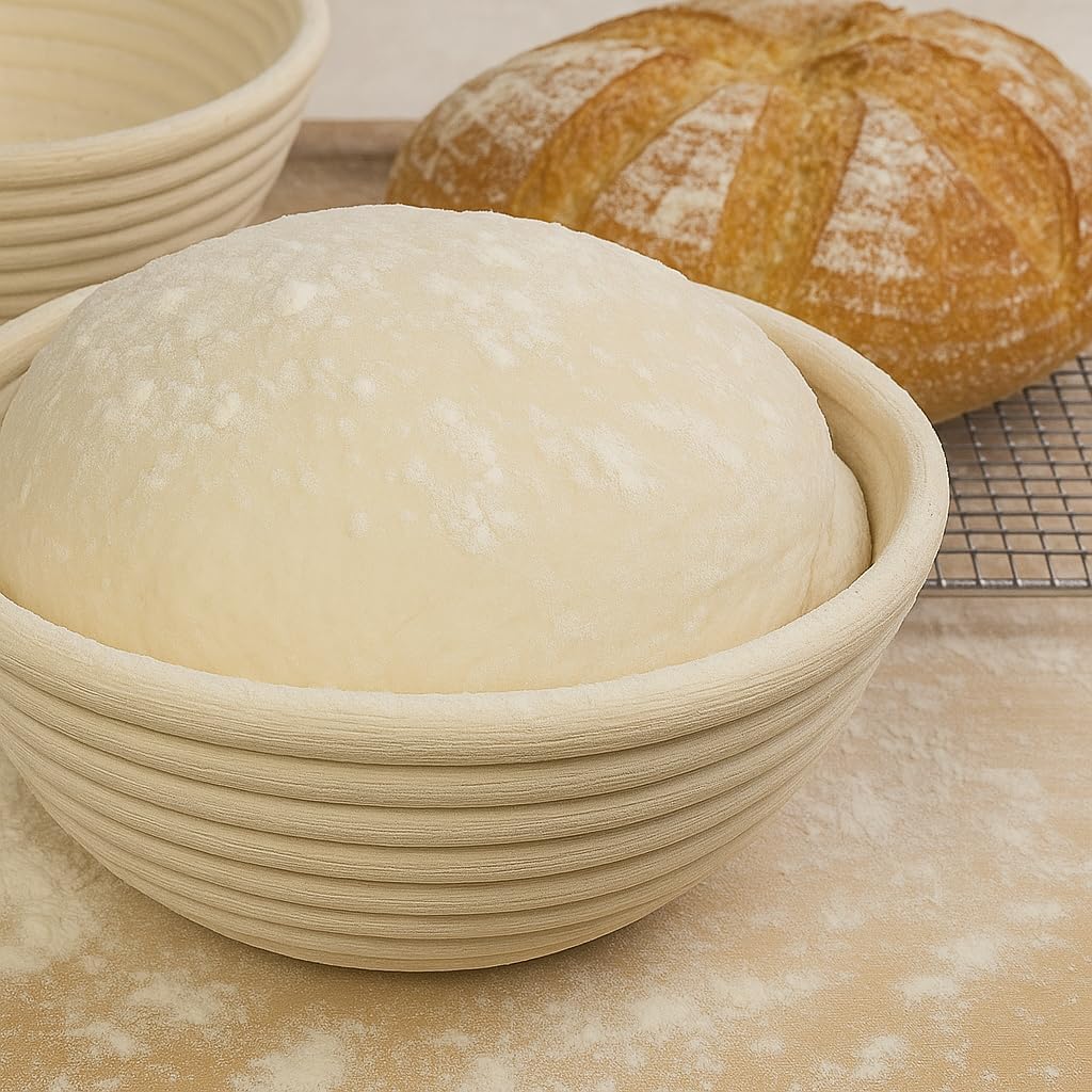 Saint Germain Bakery Premium Round Rattan Bread Proofing Basket - 9 Inch Handmade Brotform