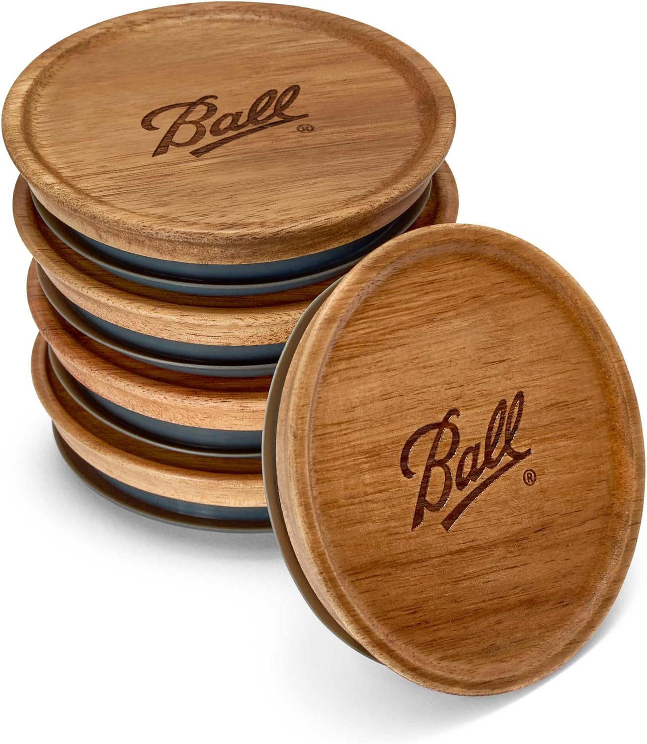 Ball Wooden Wide Mouth Jar Lids - 5 Pack Airtight Storage Lids