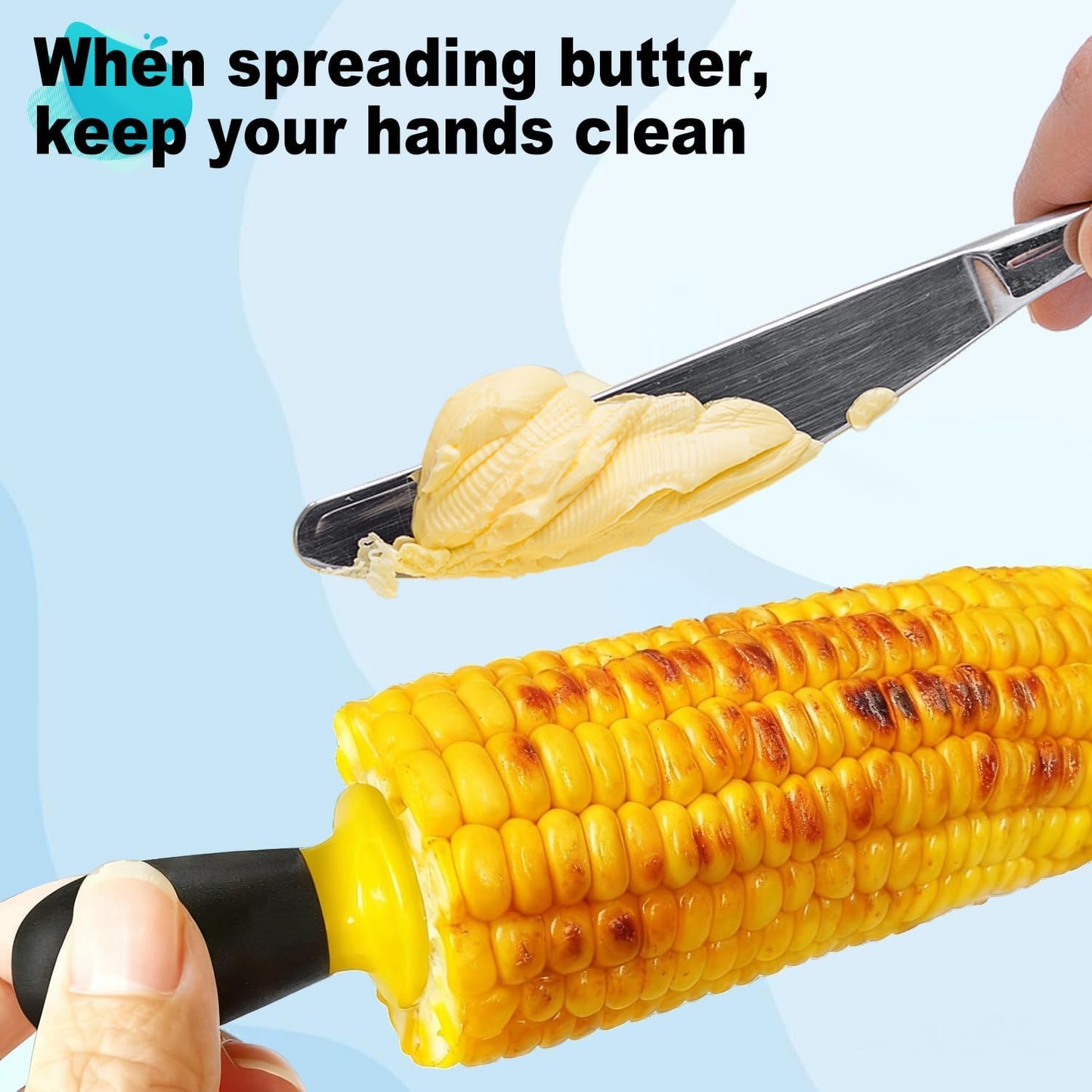 AQRINGO 12-Piece Stainless Steel Corn Holders - Safe BBQ Skewers for Camping & Parties