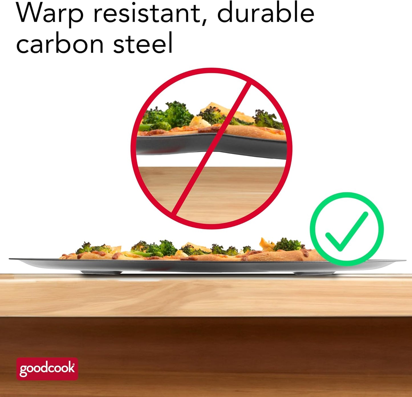 GoodCook 15.75-Inch Perforated Nonstick Carbon Steel Pizza Pan with Cutting Guides
