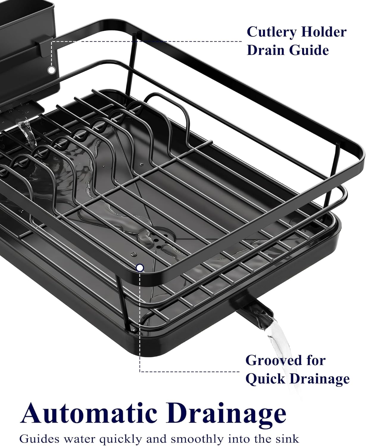 Kitsure Compact Dish Drying Rack for Small Kitchens - Stainless Steel Sink Organizer with Detachable Cutlery Holder, 12x15.5