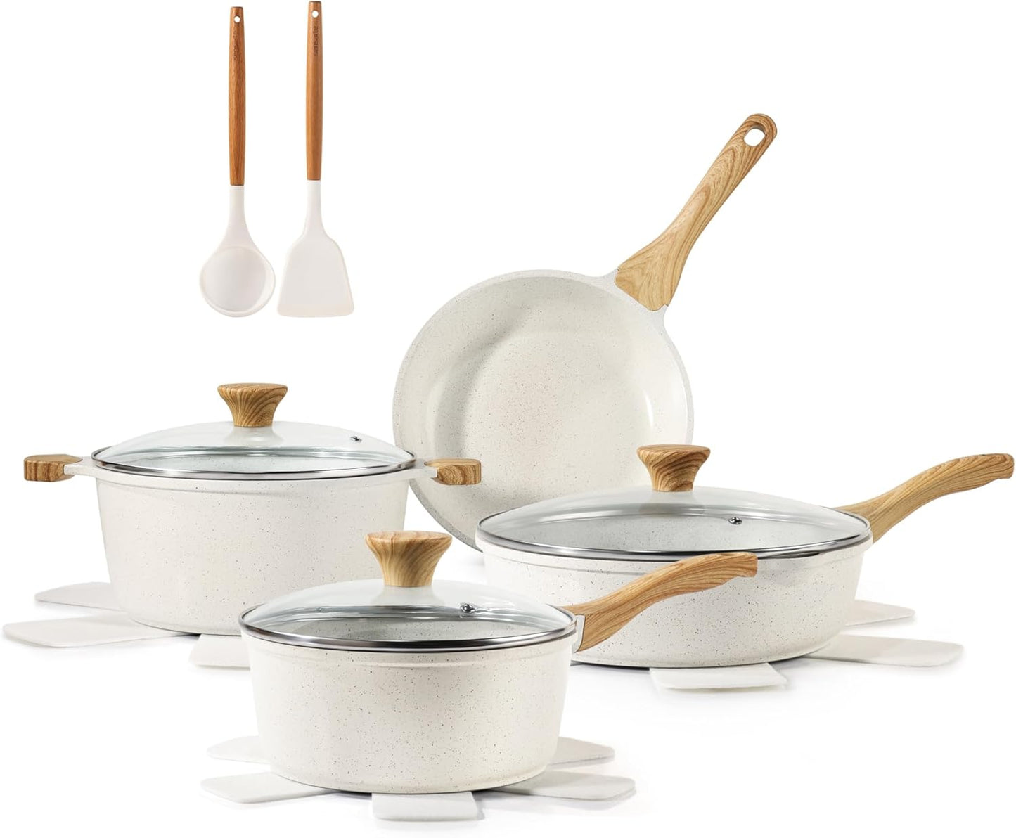 SENSARTE 13-Piece Nonstick Ceramic Cookware Set - Healthy Pots & Pans with Stay-Cool Handles