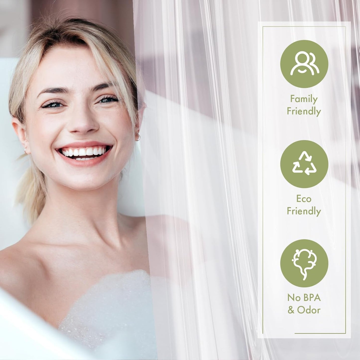 AmazerBath Clear Waterproof Shower Curtain Liner - 72x72 with Magnets & Grommets for Dry Bathroom