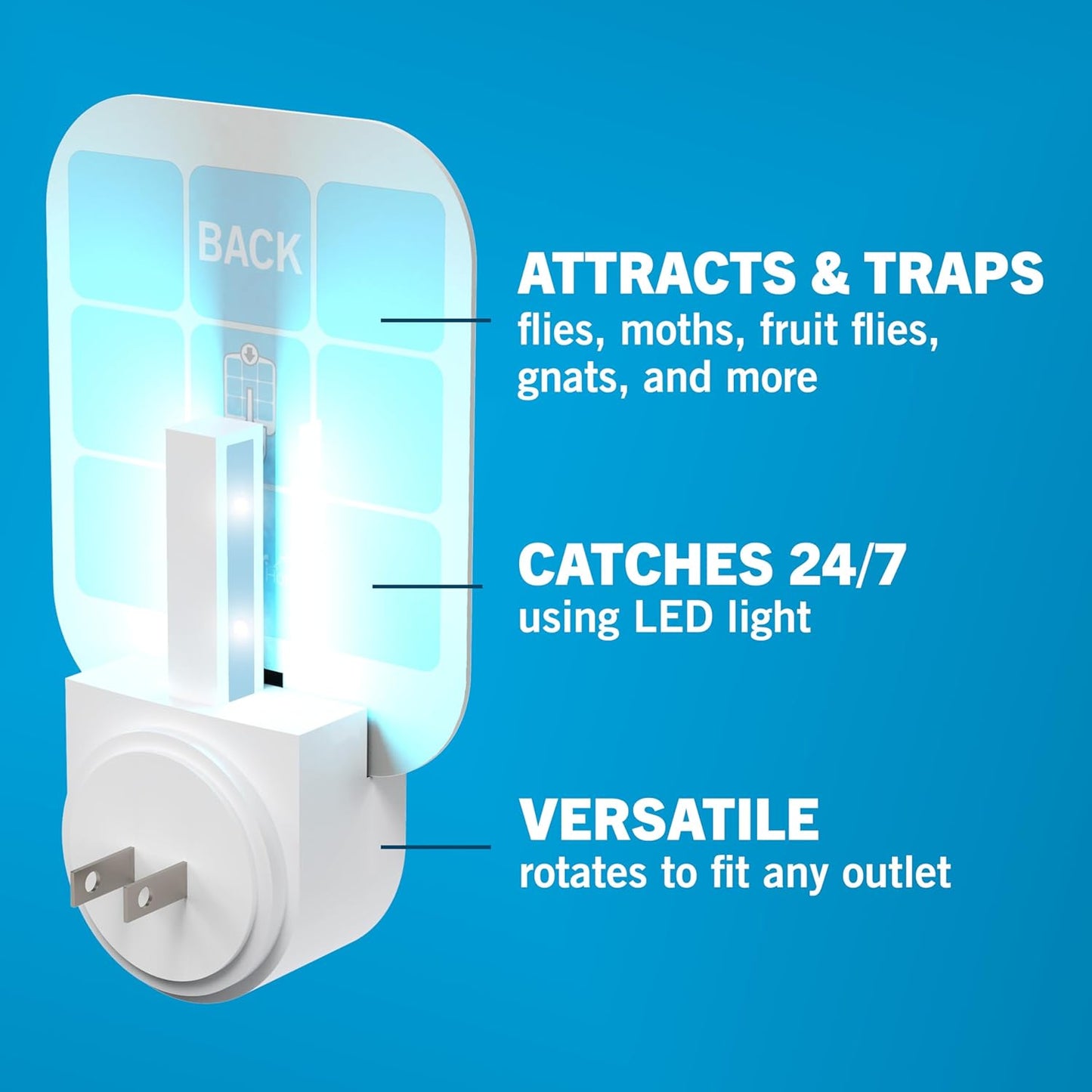 Safer Indoor Plug-In Fruit Fly & Gnat Trap - Chemical-Free 24/7 Protection
