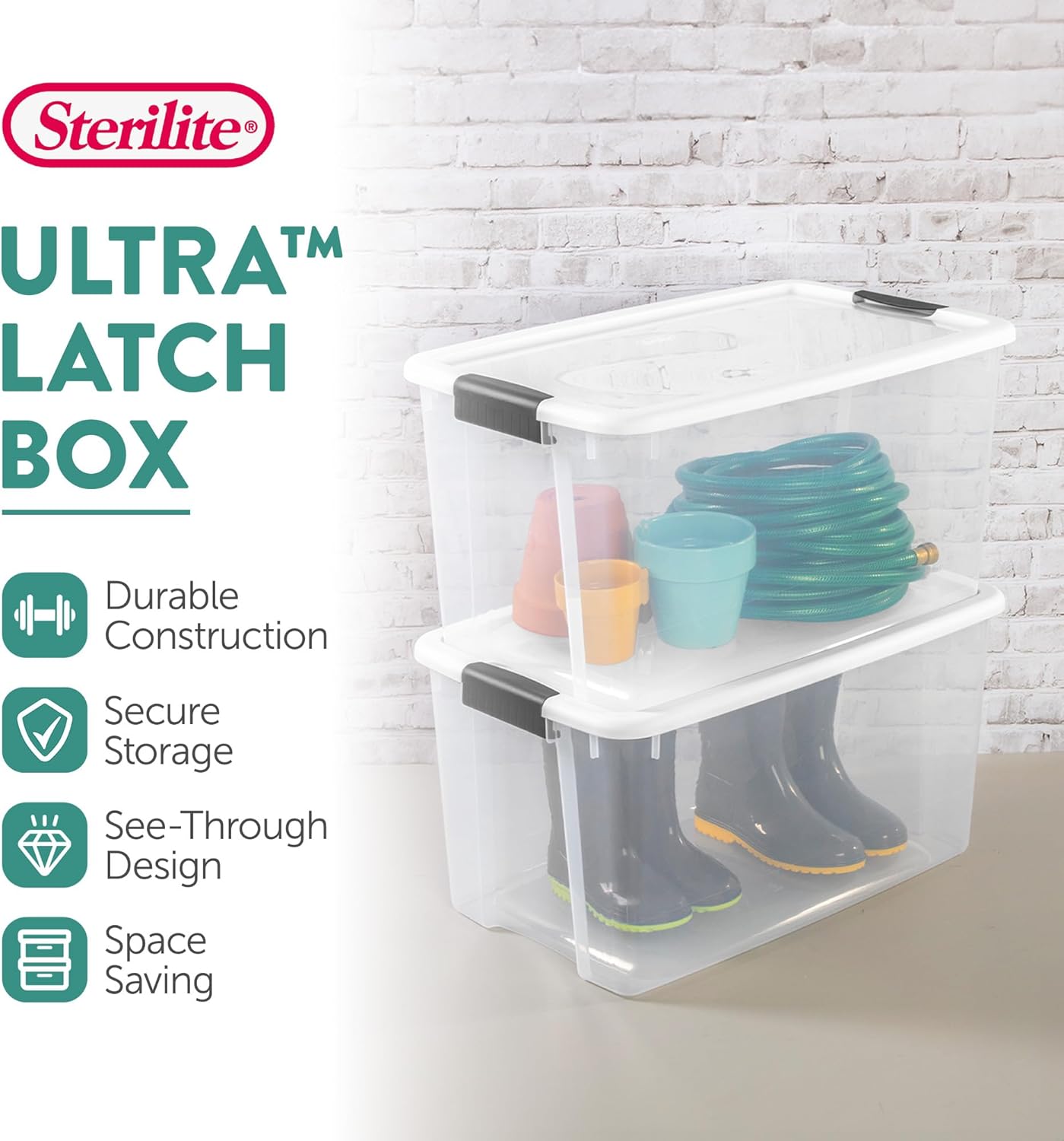Sterilite Clear Latching Storage Bins - 4 Pack Heavy-Duty Organizers