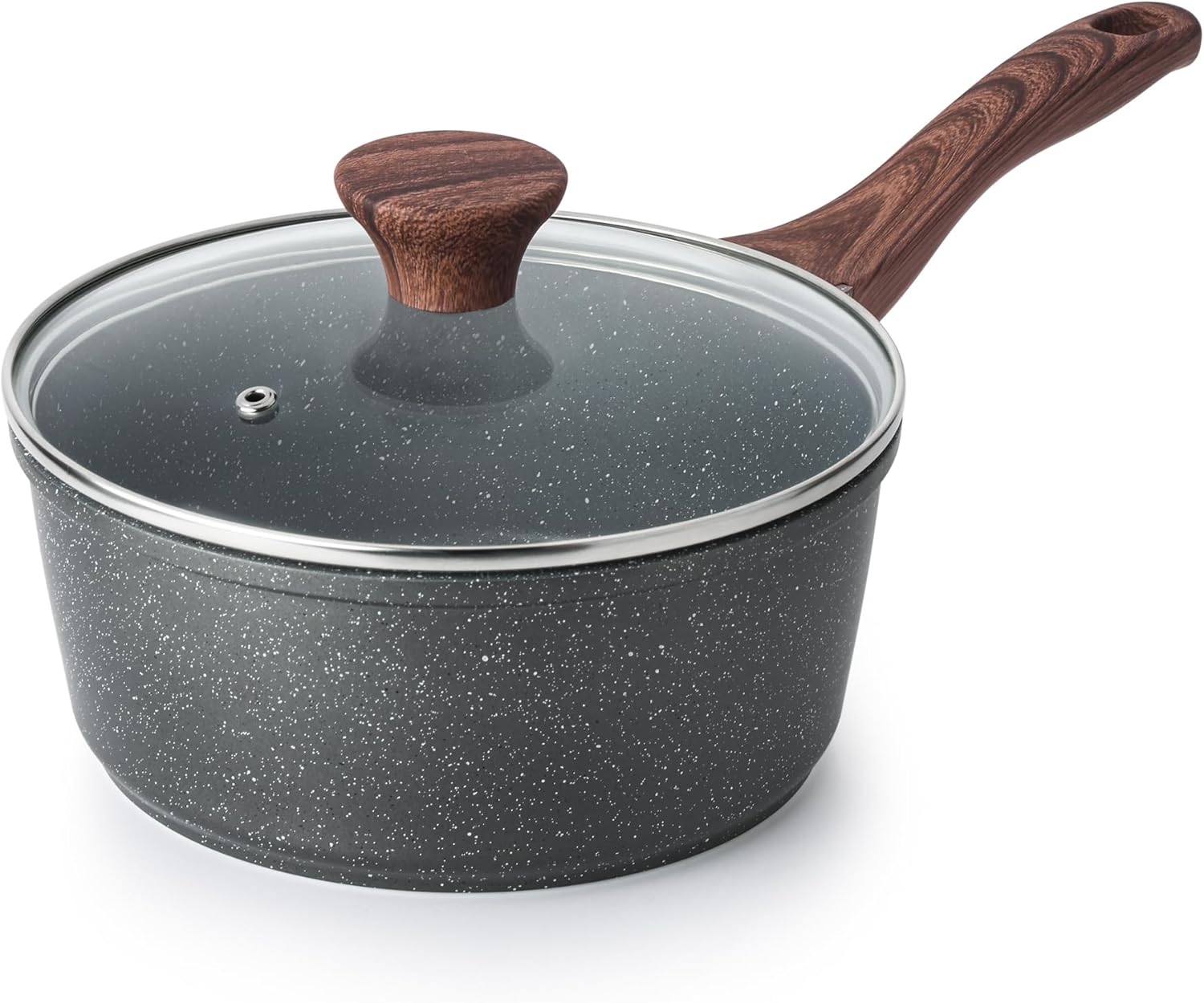 SENSARTE 1.5 Quart Nonstick Saucepan w/Lid - Swiss Granite Coating, Induction Safe