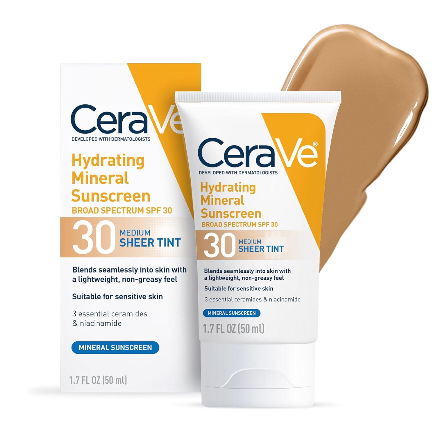 CeraVe Hydrating Mineral SPF 30 Tinted Face Sunscreen - Medium Shade