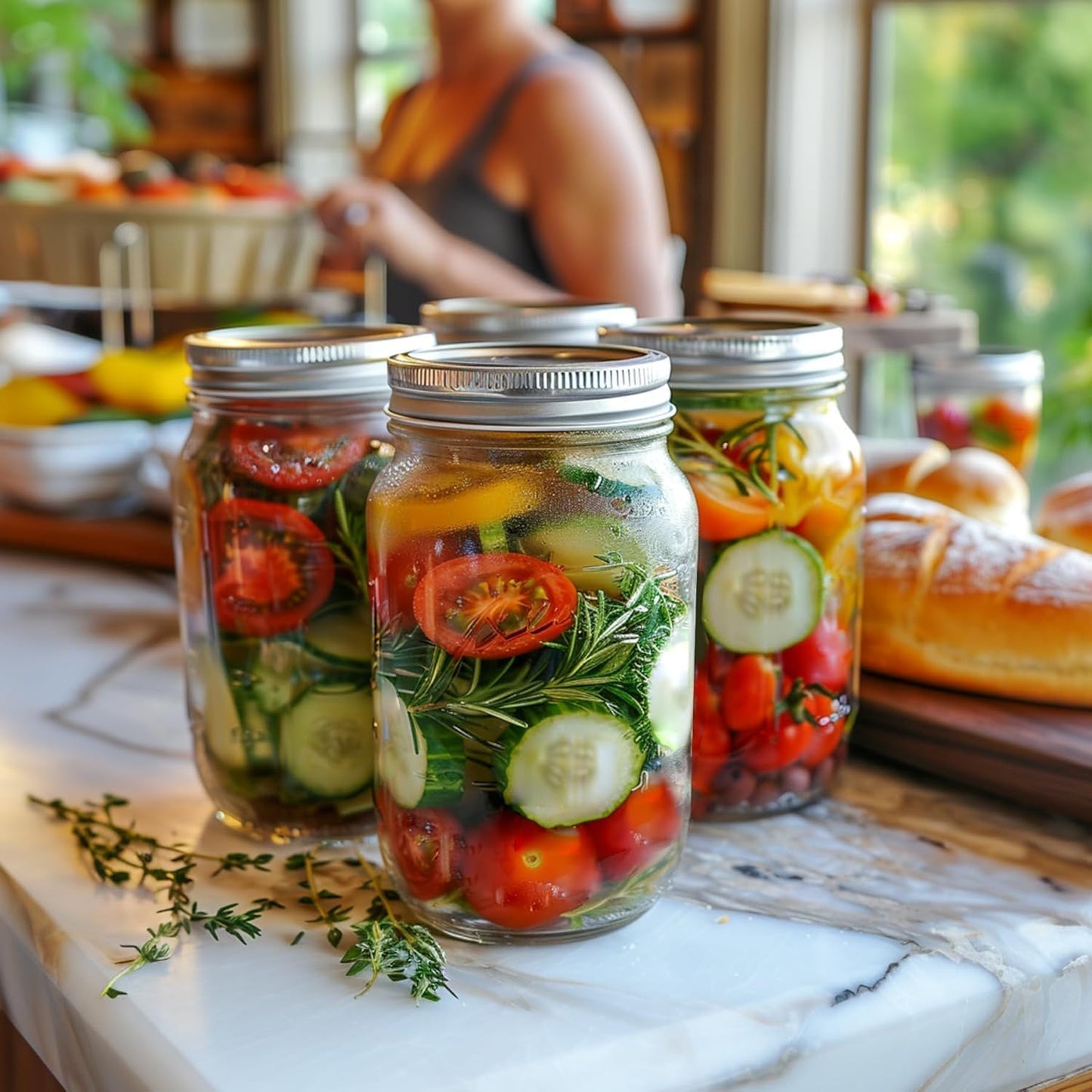 ComSaf 32oz Wide Mouth Mason Jars 2-Pack | Airtight Lids for Meal Prep & Canning