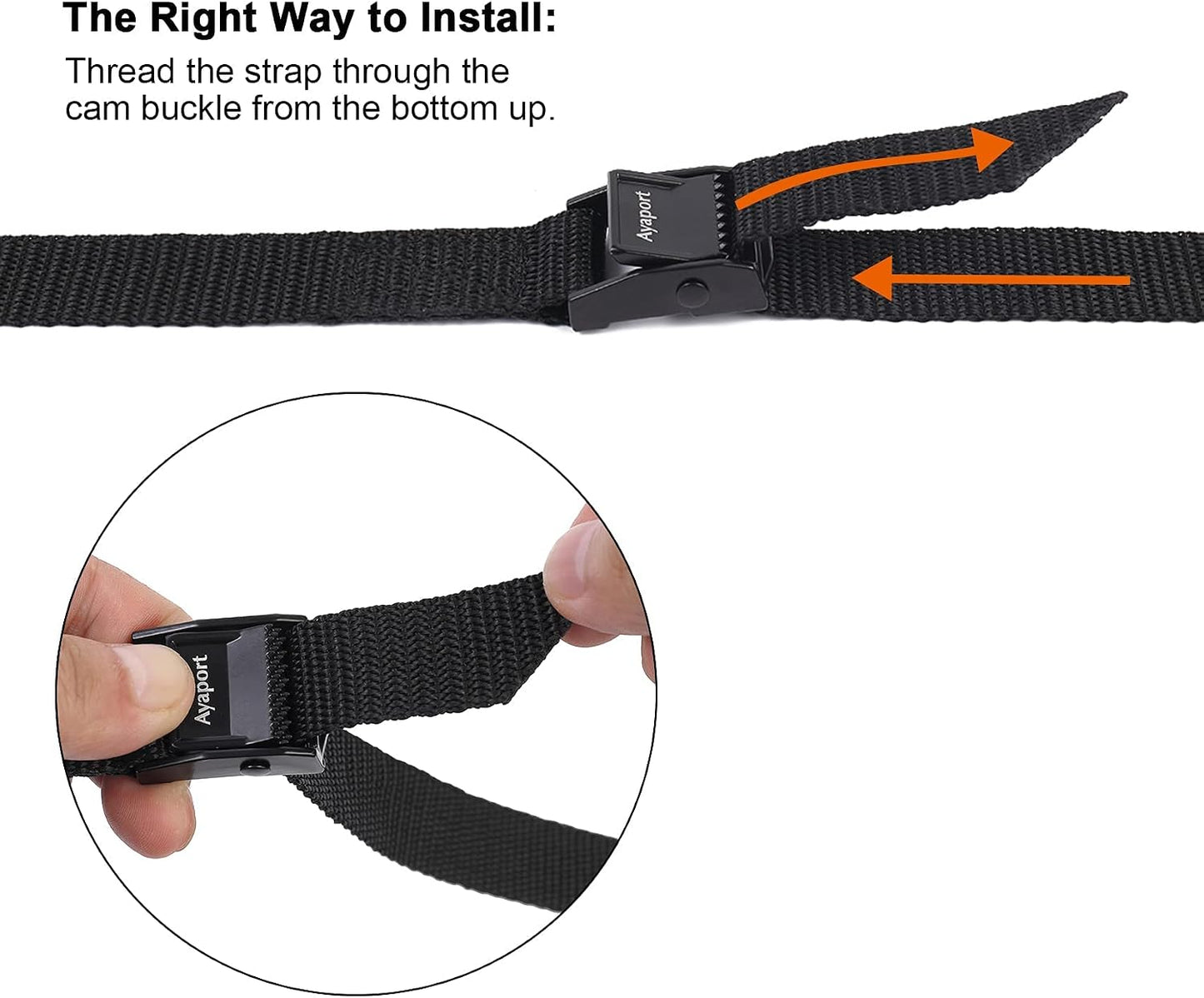 Ayaport Cam Buckle Tie-Down Straps - Secure Cargo with Lightweight, Sturdy 4-Pack (Black)