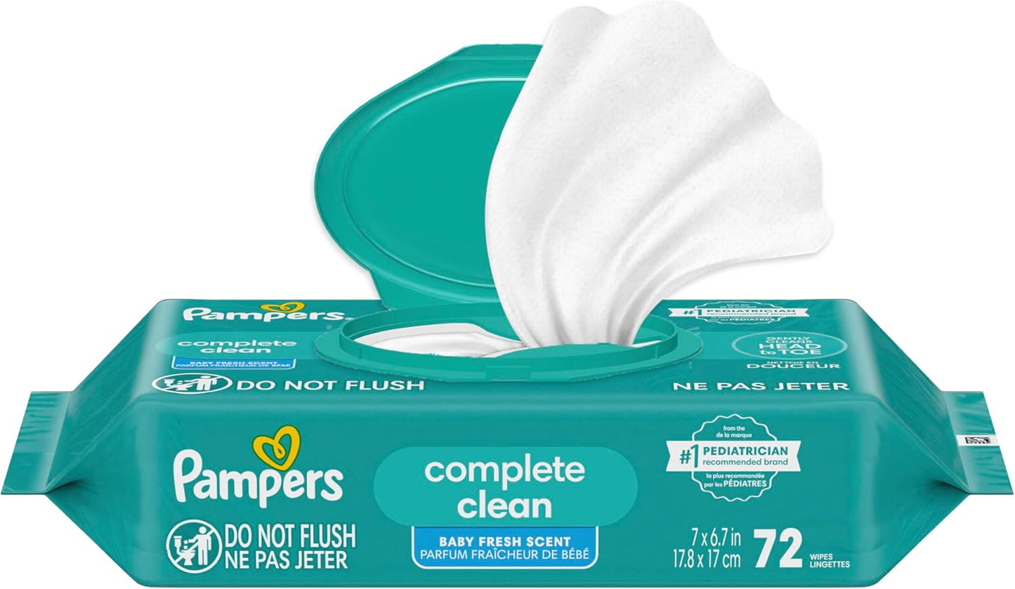 Pampers Baby Wipes - Gentle Head-to-Toe Clean with Baby Fresh Scent, 72 Count