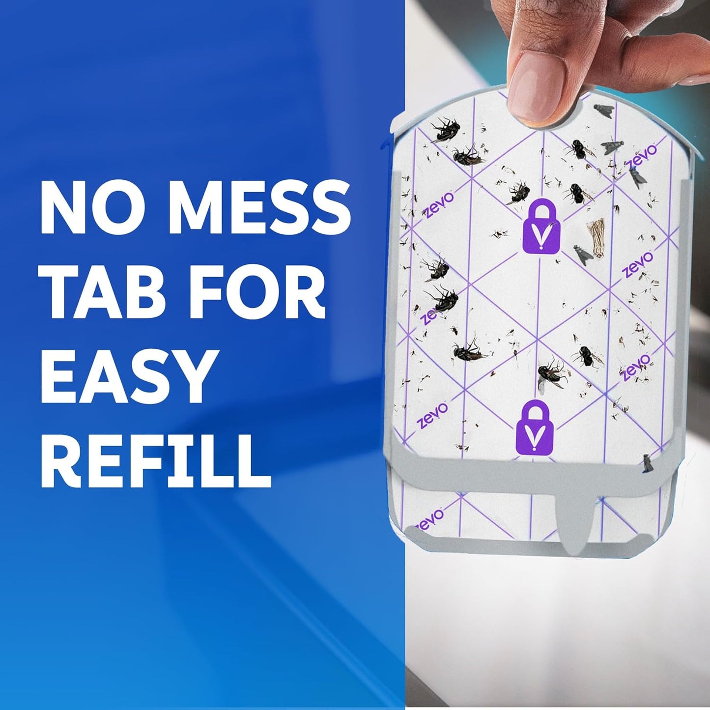 Zevo Official Fly Trap Refills (4 Count) - No Fragrance, Blue Light Lures Gnats & Flies