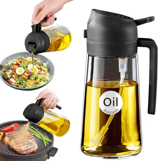 YARRAMATE 16oz Glass Oil Sprayer - Dual-Function Spray & Pour for Kitchen Cooking