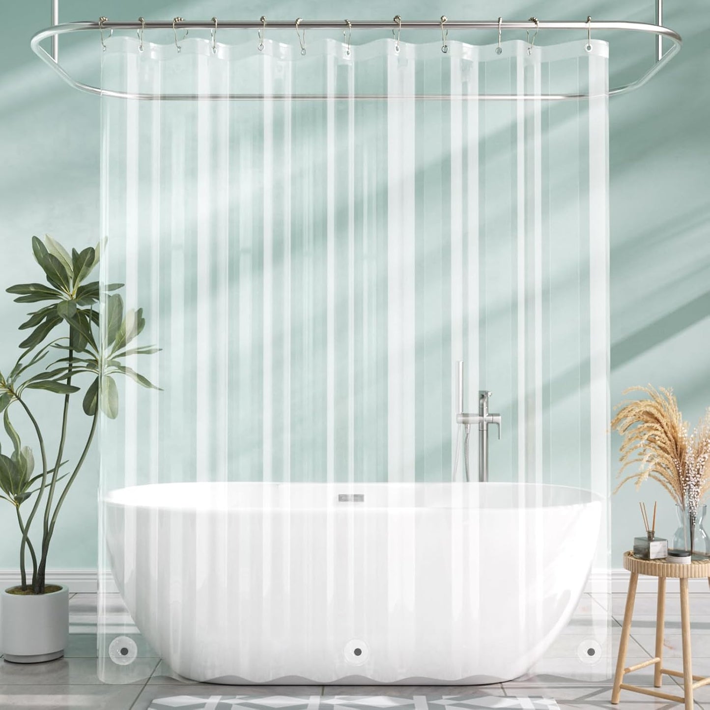 AmazerBath Clear Waterproof Shower Curtain Liner - 72x72 with Magnets & Grommets for Dry Bathroom
