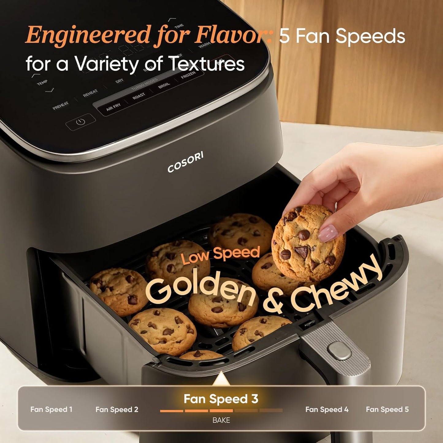 Cosori 9-in-1 TurboBlaze Air Fryer - 6-qt, 450°F, 95% Less Oil for Crispy Meals