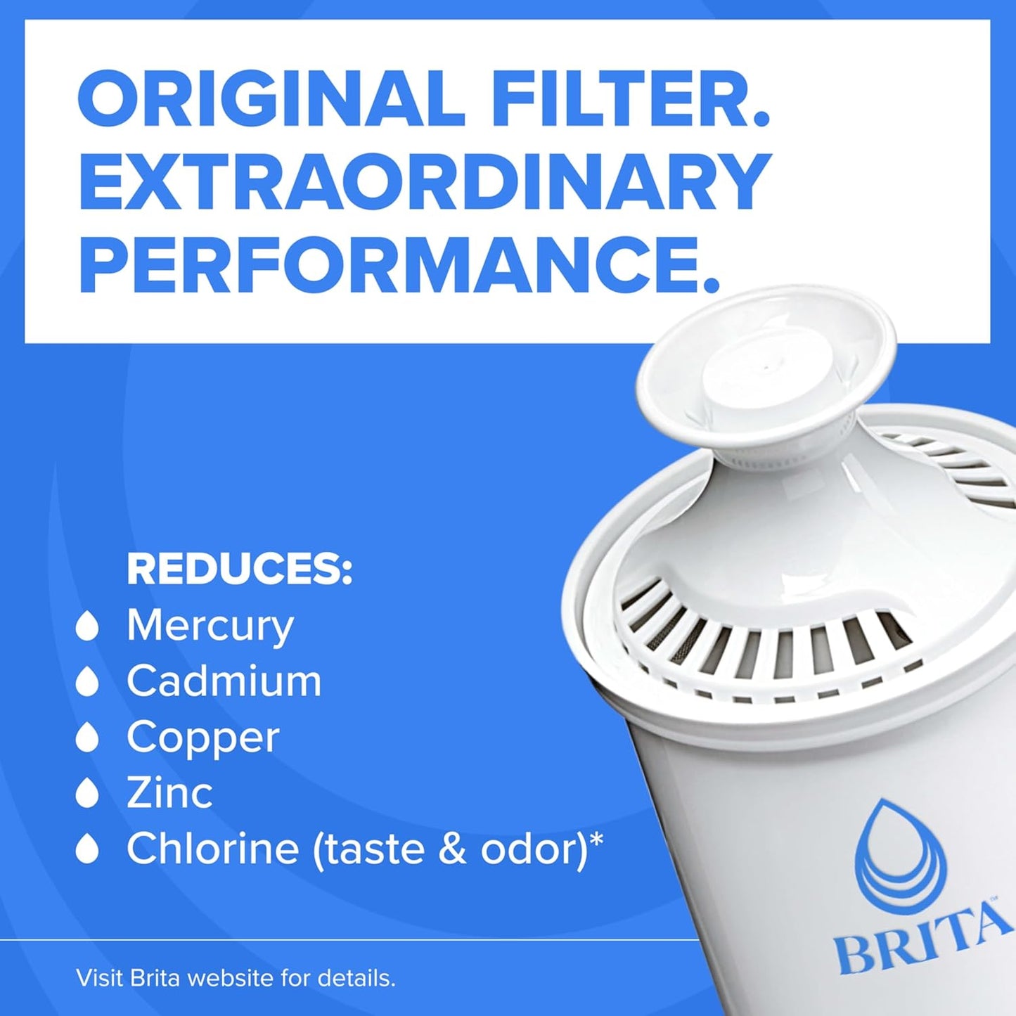 Brita Standard Water Filter Replacement Cartridges (3-Pack) - Reduces Chlorine & Heavy Metals