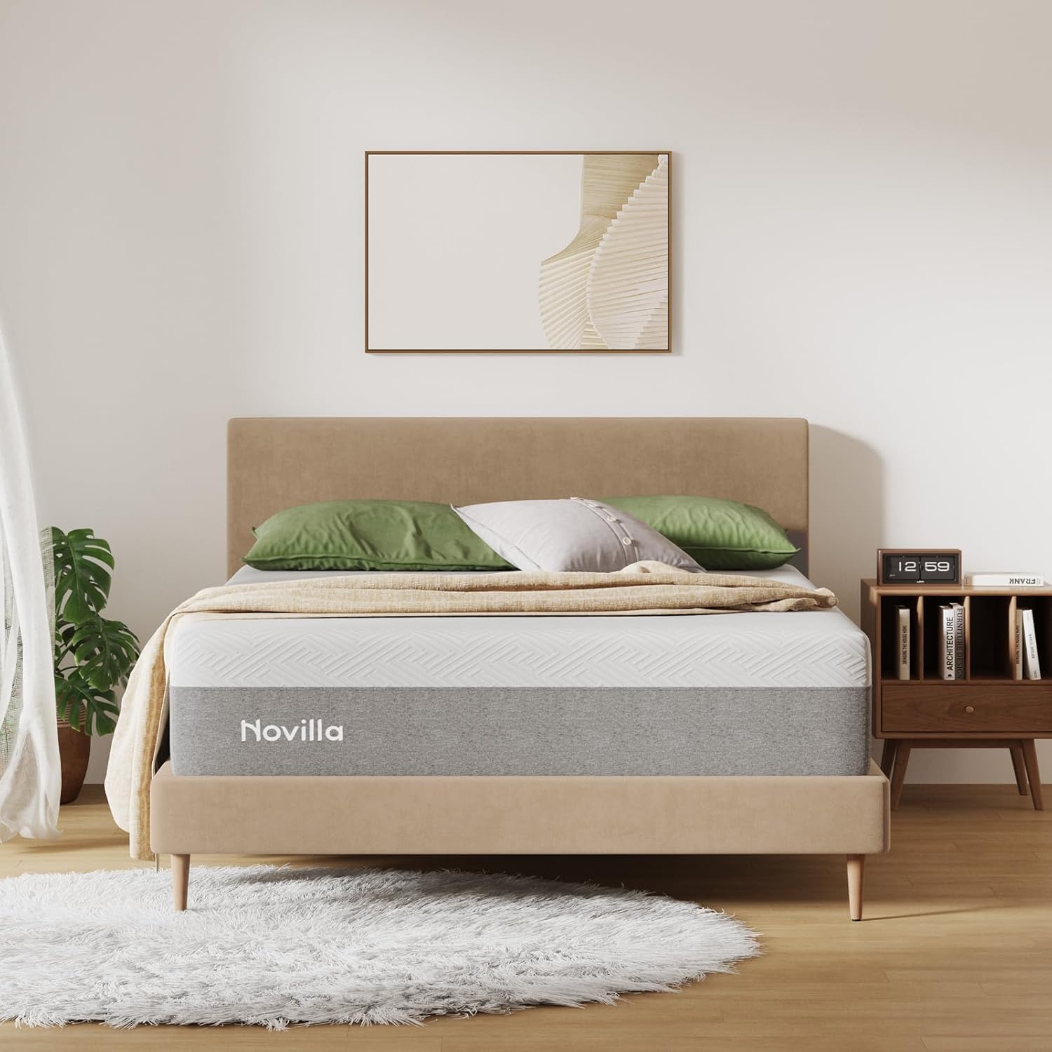 12 Inch Gel Memory Foam Queen Mattress for Cool Sleep & Spinal Support by Novilla
