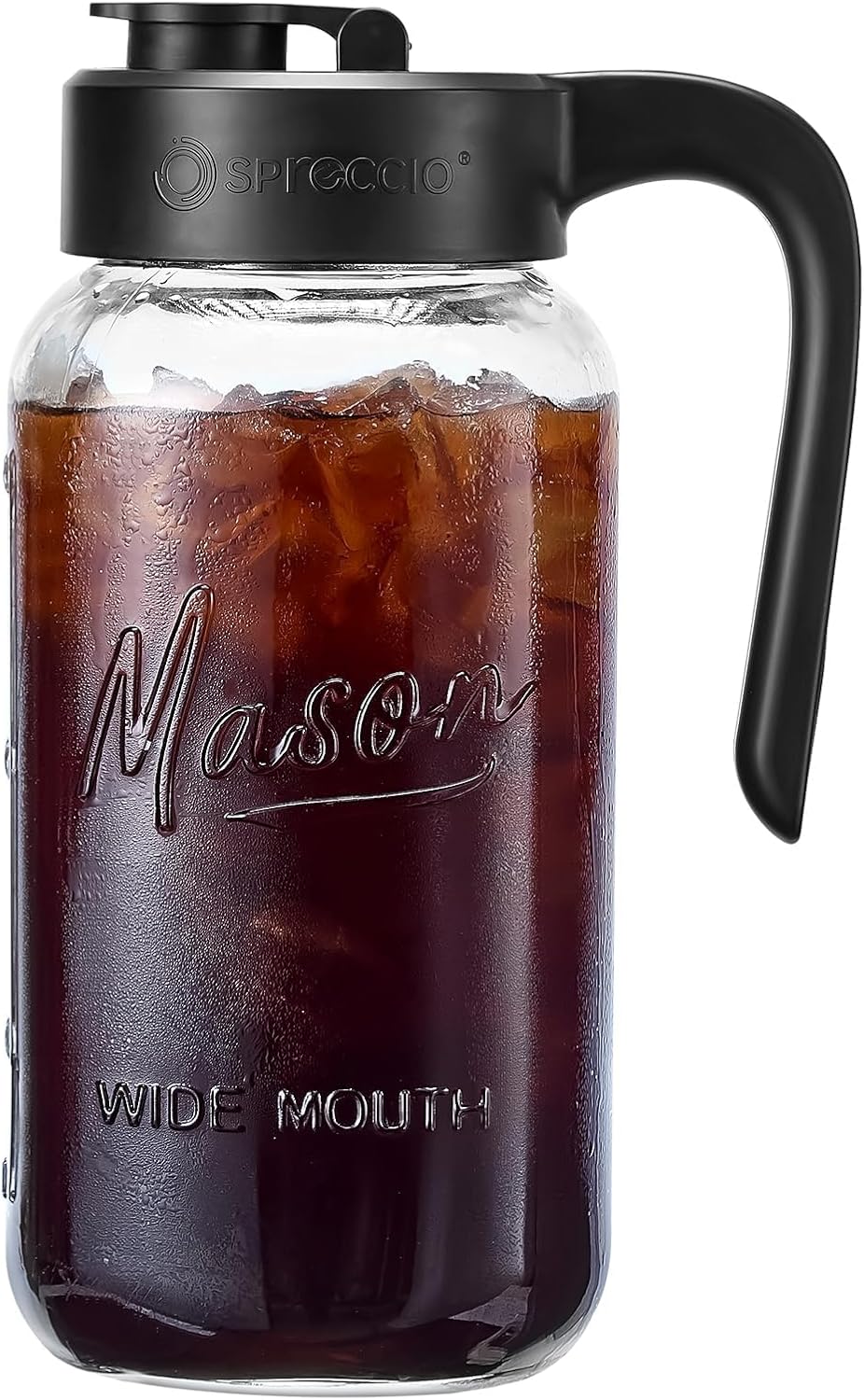 Spreccio Airtight Mason Jar Pitcher - Leakproof Glass Jug for Sun Tea & Breastmilk, 2 Quart