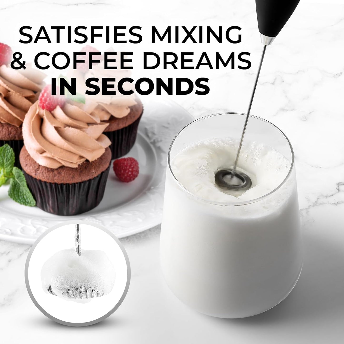 Zulay Kitchen Handheld Electric Milk Frother - 13k RPM for Cappuccino & Coffee Foam