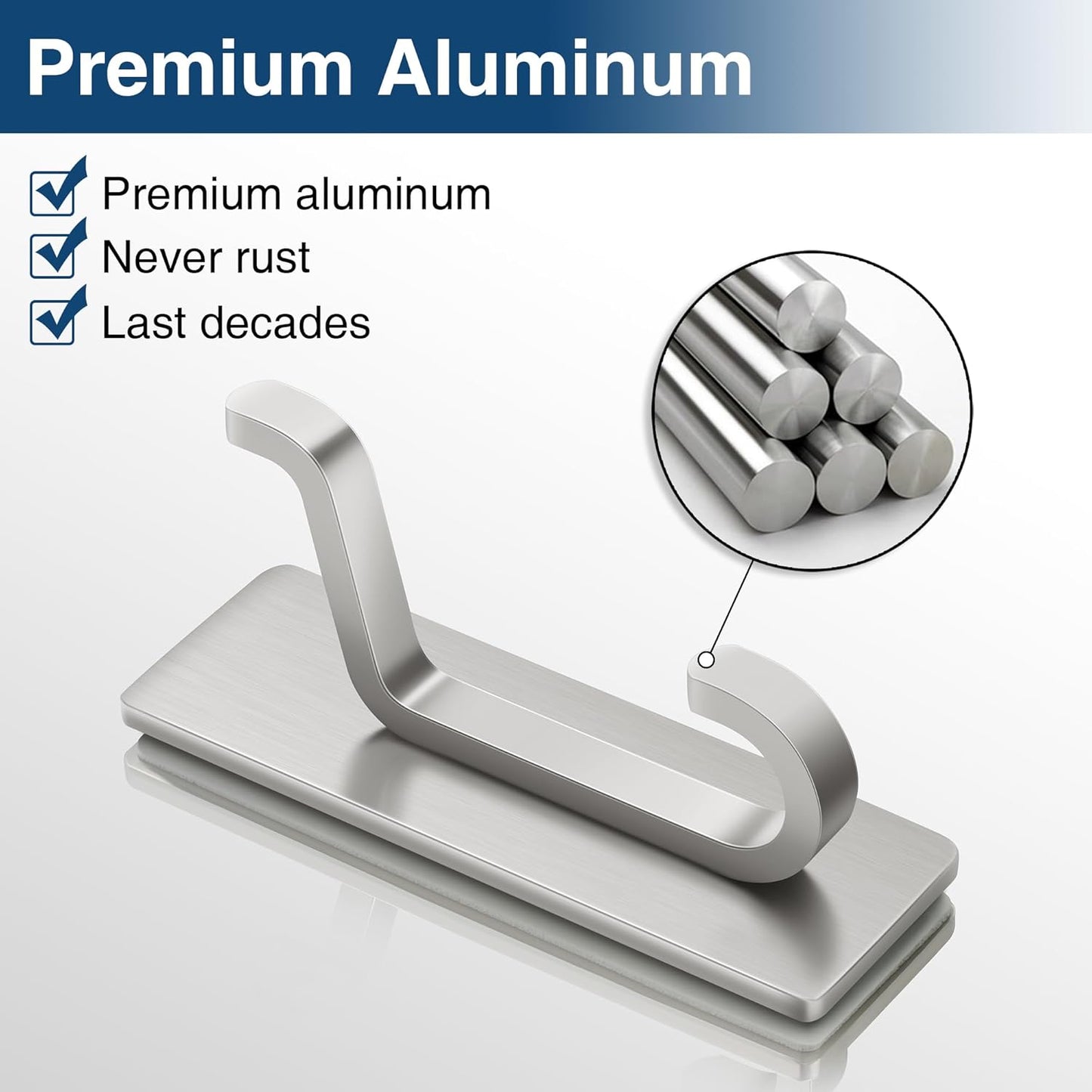 Pickpiff 4-Pack 13LB Strong Adhesive Wall Hooks for Coat & Towel - Brushed Nickel