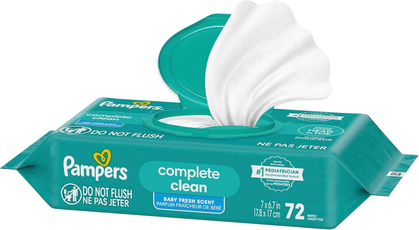 Pampers Baby Wipes - Gentle Head-to-Toe Clean with Baby Fresh Scent, 72 Count