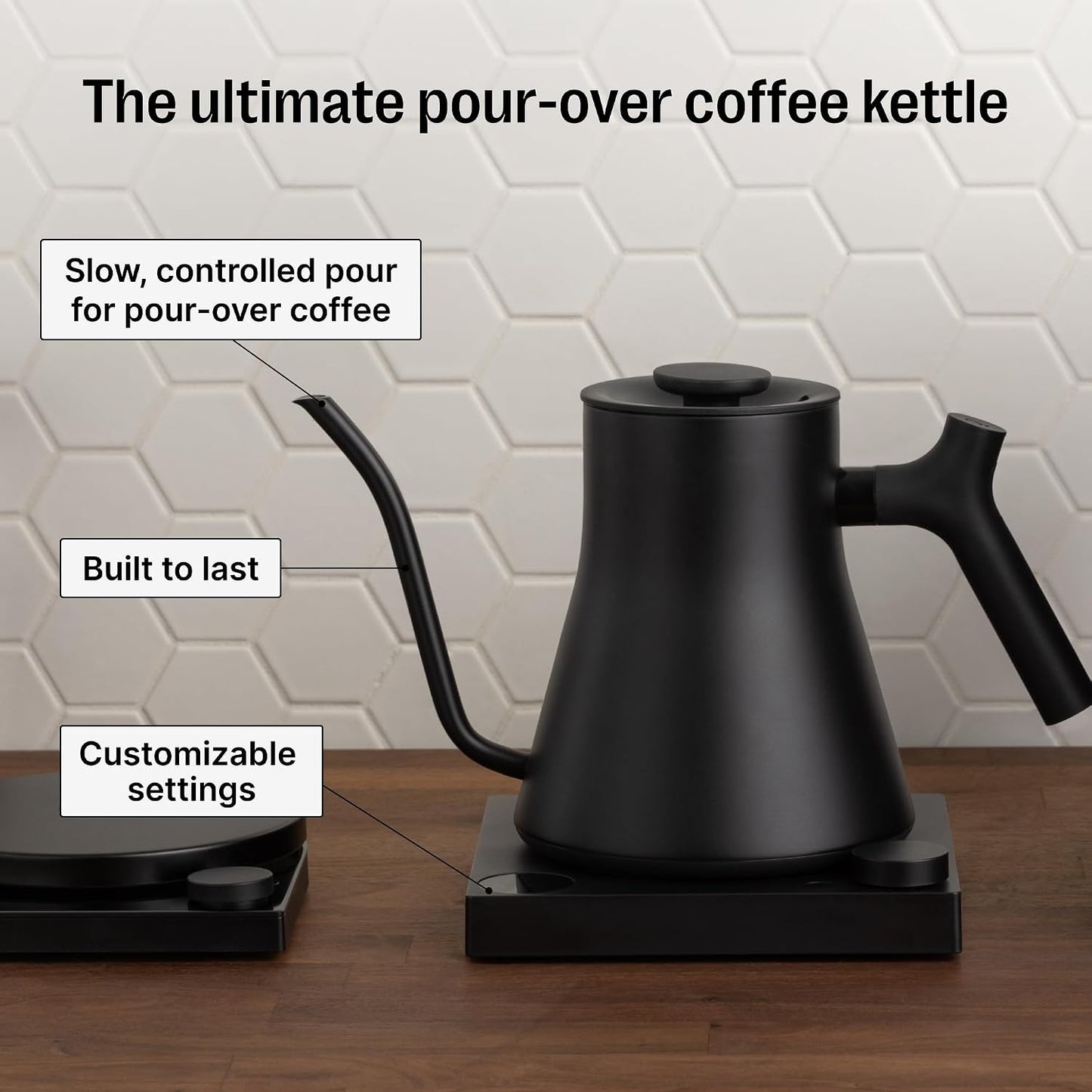 Fellow Stagg EKG Pro Pour-Over Coffee & Tea Kettle - To-the-Degree Temp Control, Precision Gooseneck Spout, 0.9L Matte Black