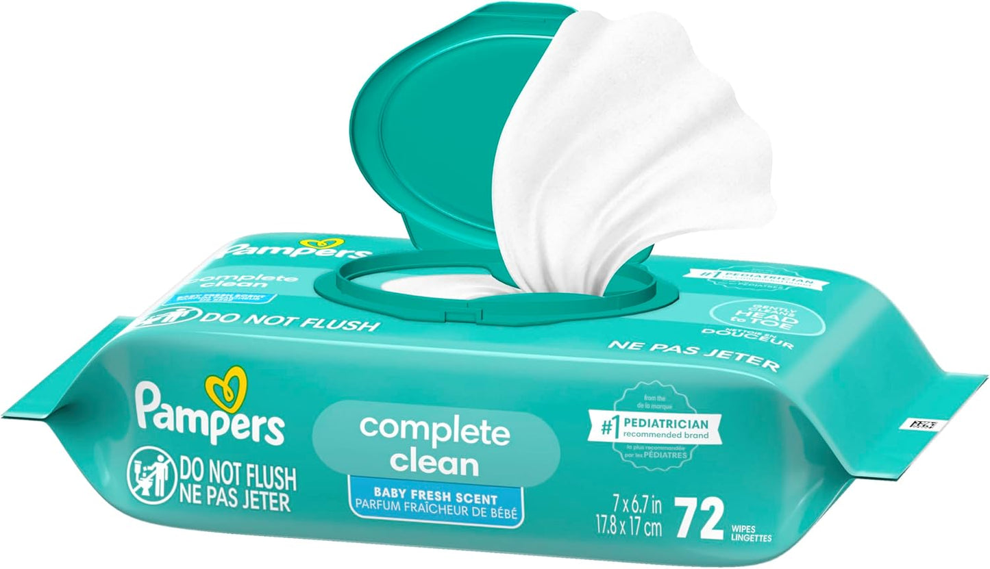 Pampers Baby Wipes - Gentle Head-to-Toe Clean with Baby Fresh Scent, 72 Count