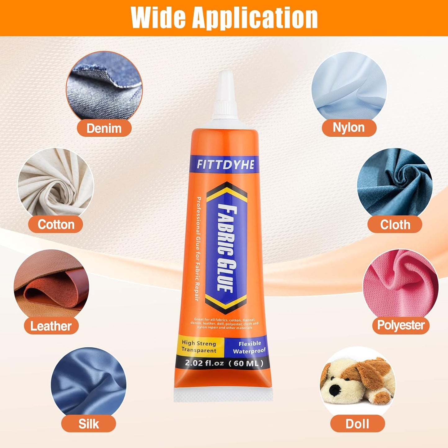Permanent Fabric Glue - 60ml Washable Adhesive for Clothing & Crafts by FITTDYHE