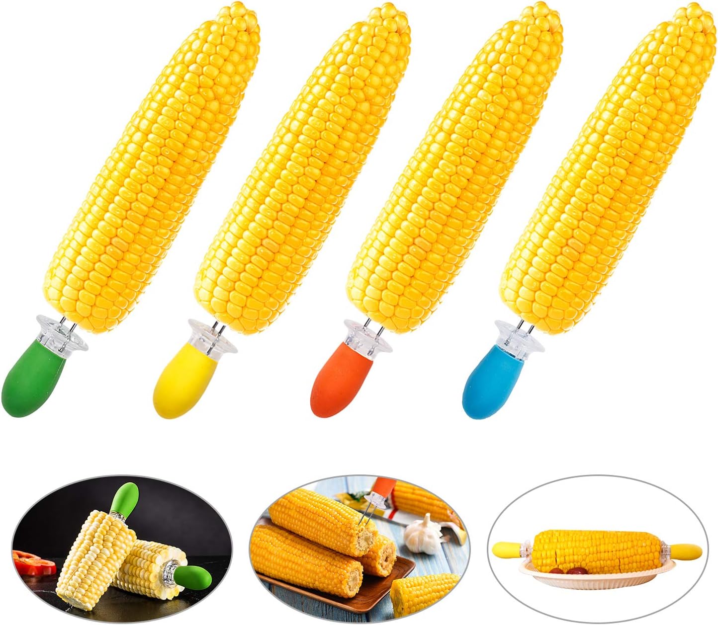 AUGSUN 18-Piece Stainless Steel Corn Cob Holders with Silicone Handle & Butter Spreader