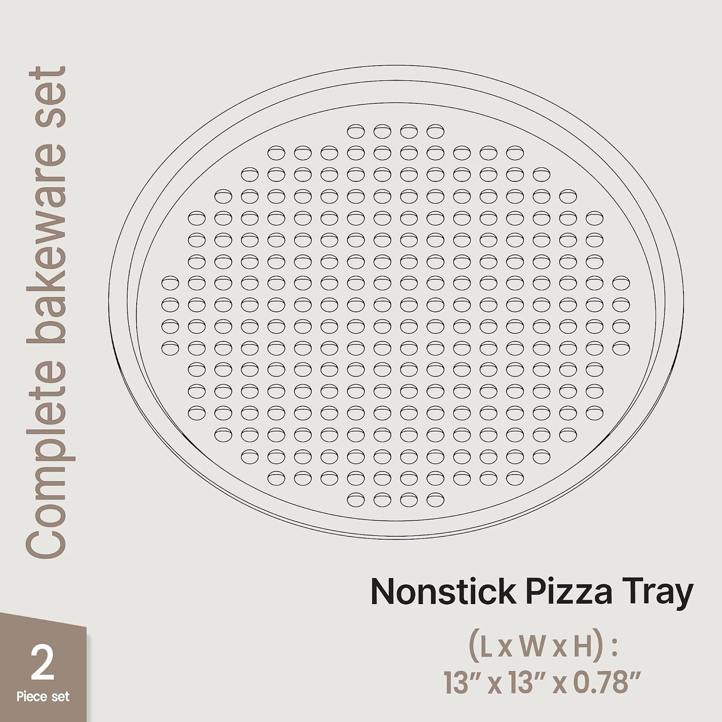 BAKKENMASTER Round Perforated Pizza Pan - Non-Stick Marble Coating, 2 Pack