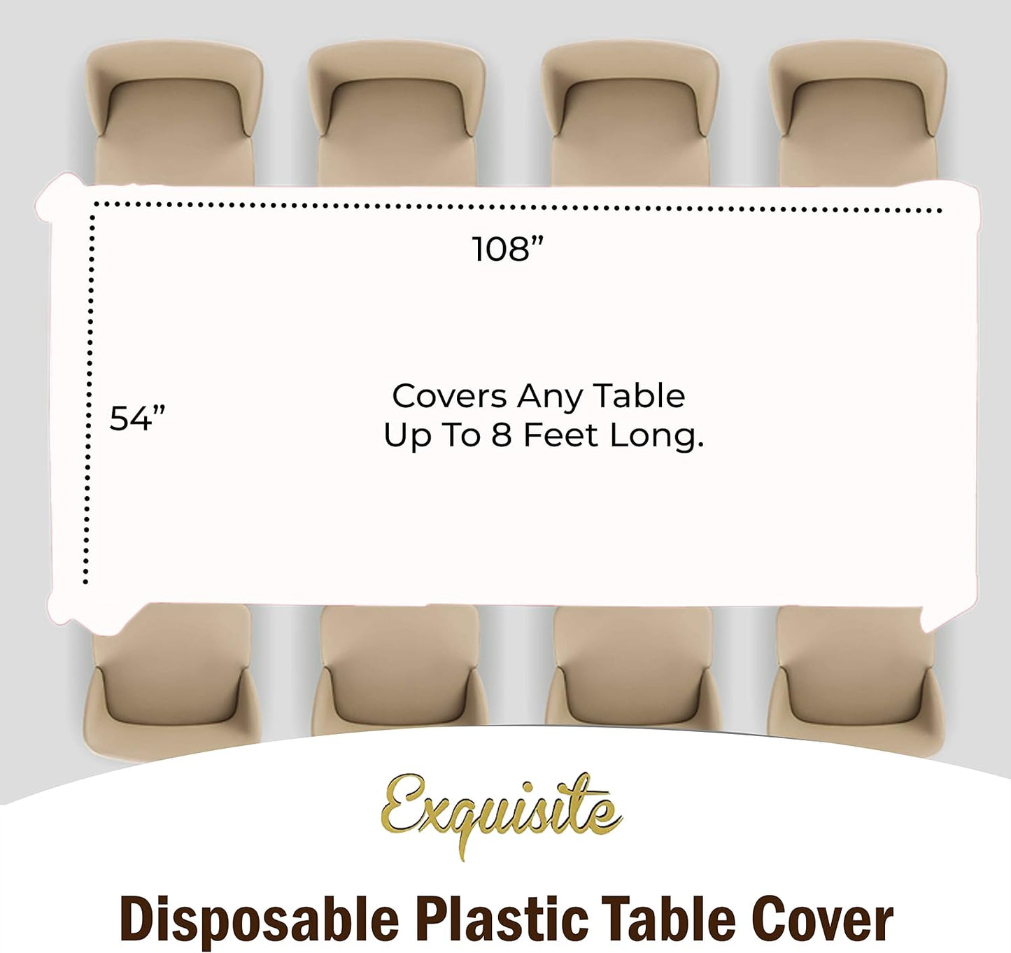 Party Solids Premium Disposable Plastic Tablecloth 6-Pack - White Rectangular 54x108