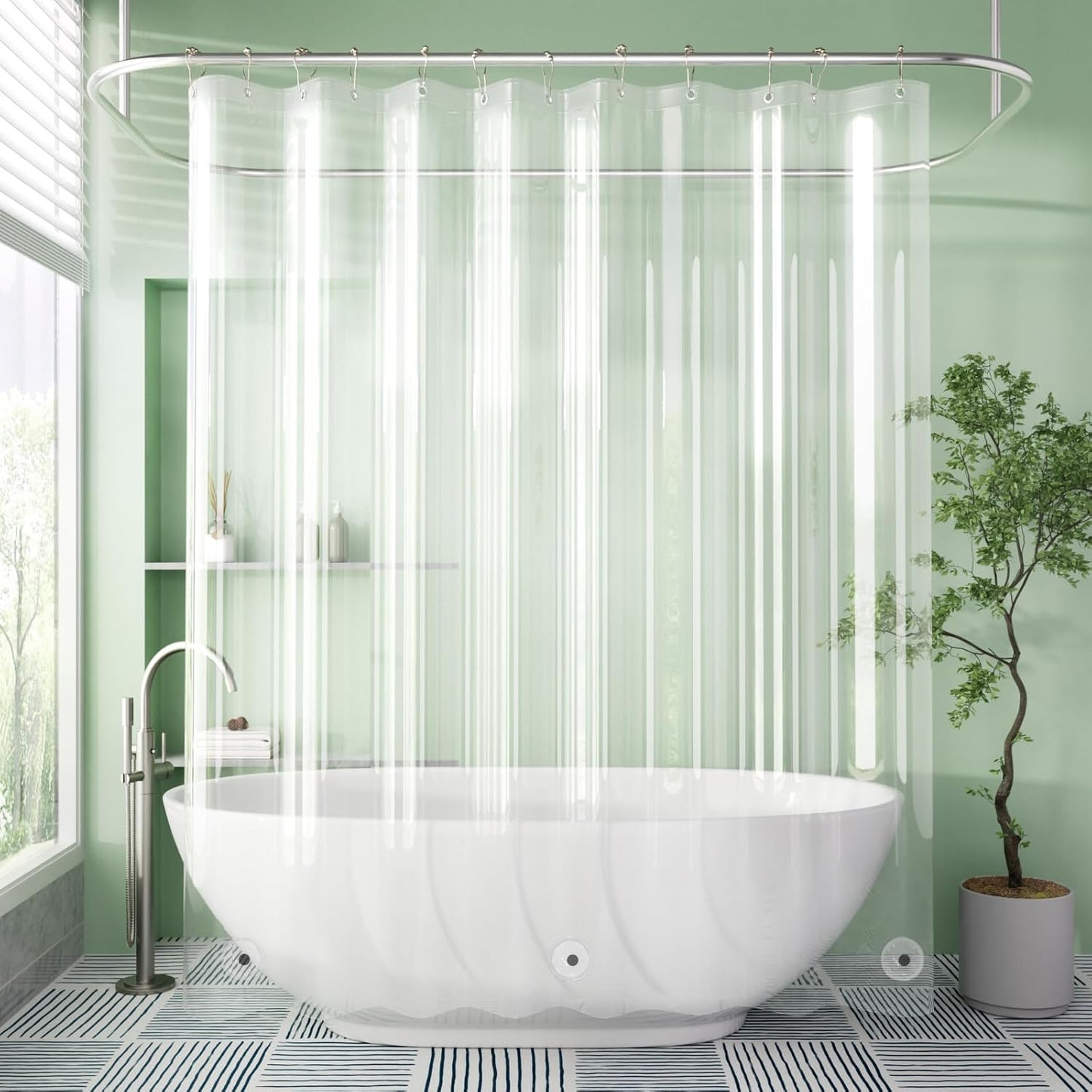 AmazerBath Clear Waterproof Shower Curtain Liner - 72x72 with Magnets & Grommets for Dry Bathroom