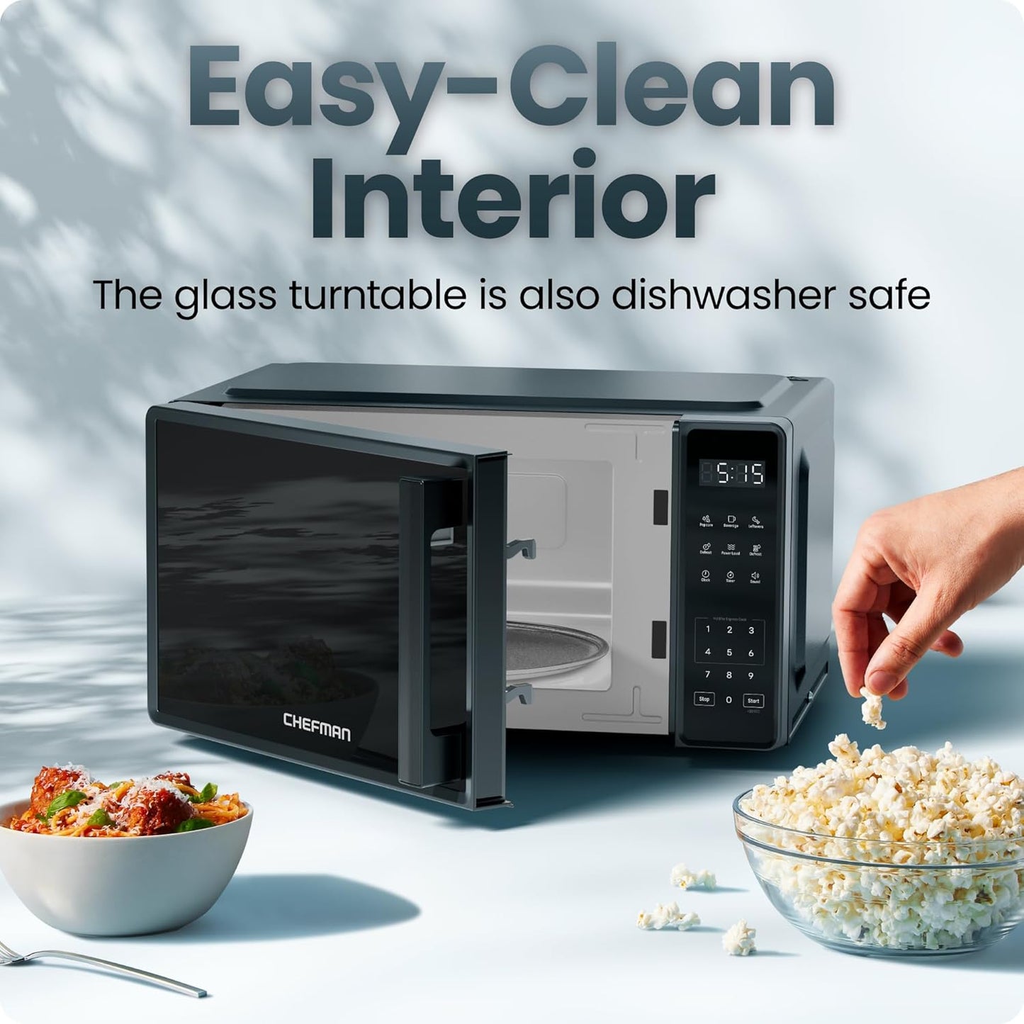 Chefman 0.7 Cu. Ft. Countertop Microwave (RJ55-7-V2) - 700W with 10 Power Levels & Child Safety Lock