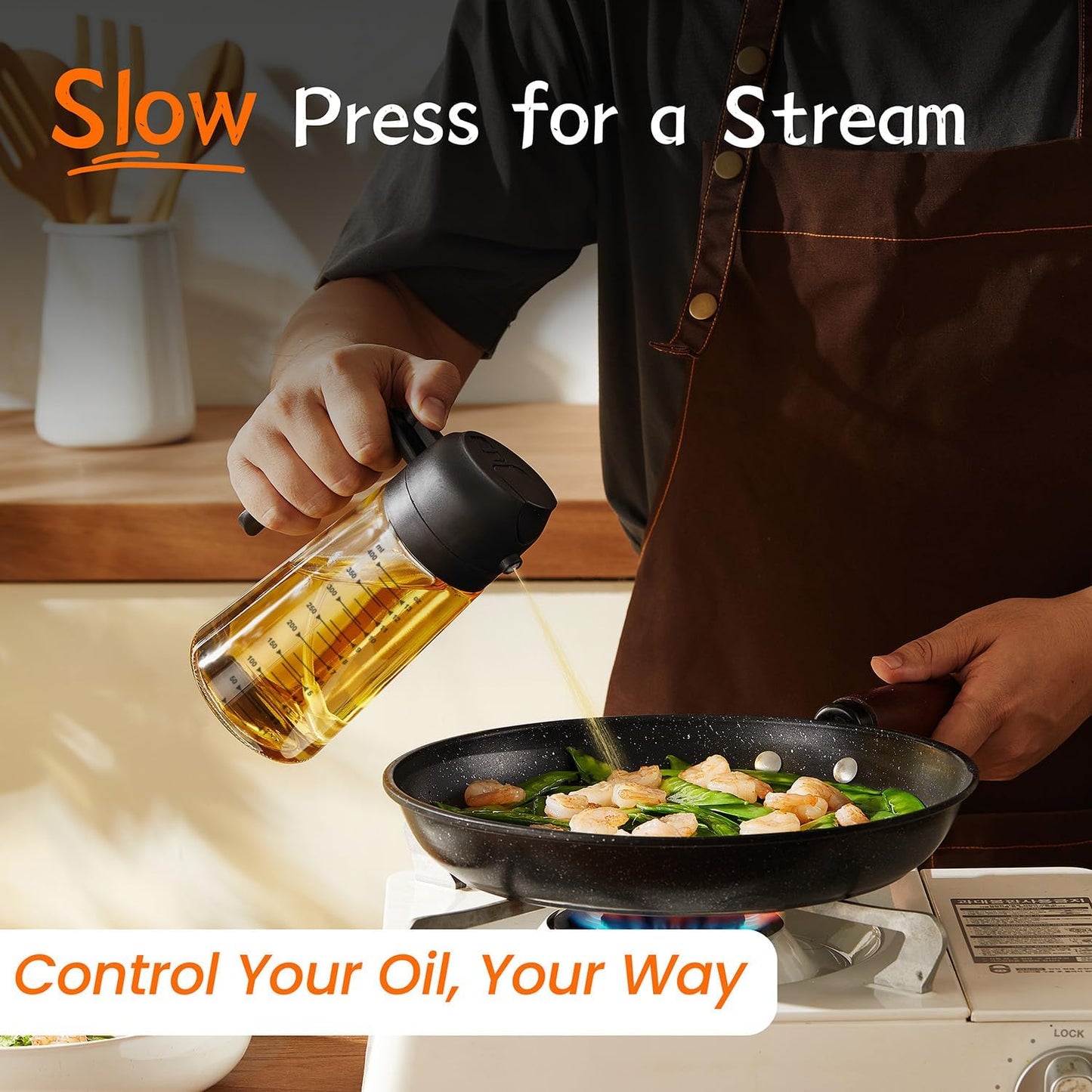TrendPlain 16oz Glass Olive Oil Sprayer - BPA-Free Precision Spray for Cooking
