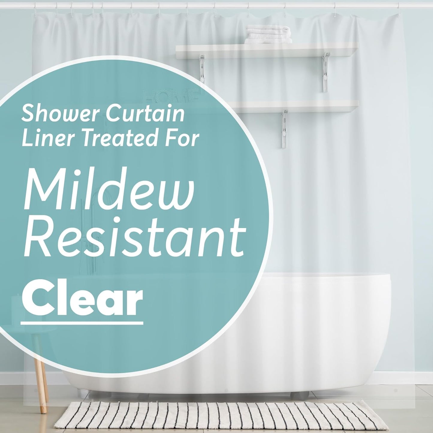 BigFoot Odorless Clear Shower Curtain - 72x72 Premium PEVA Liner with Magnets