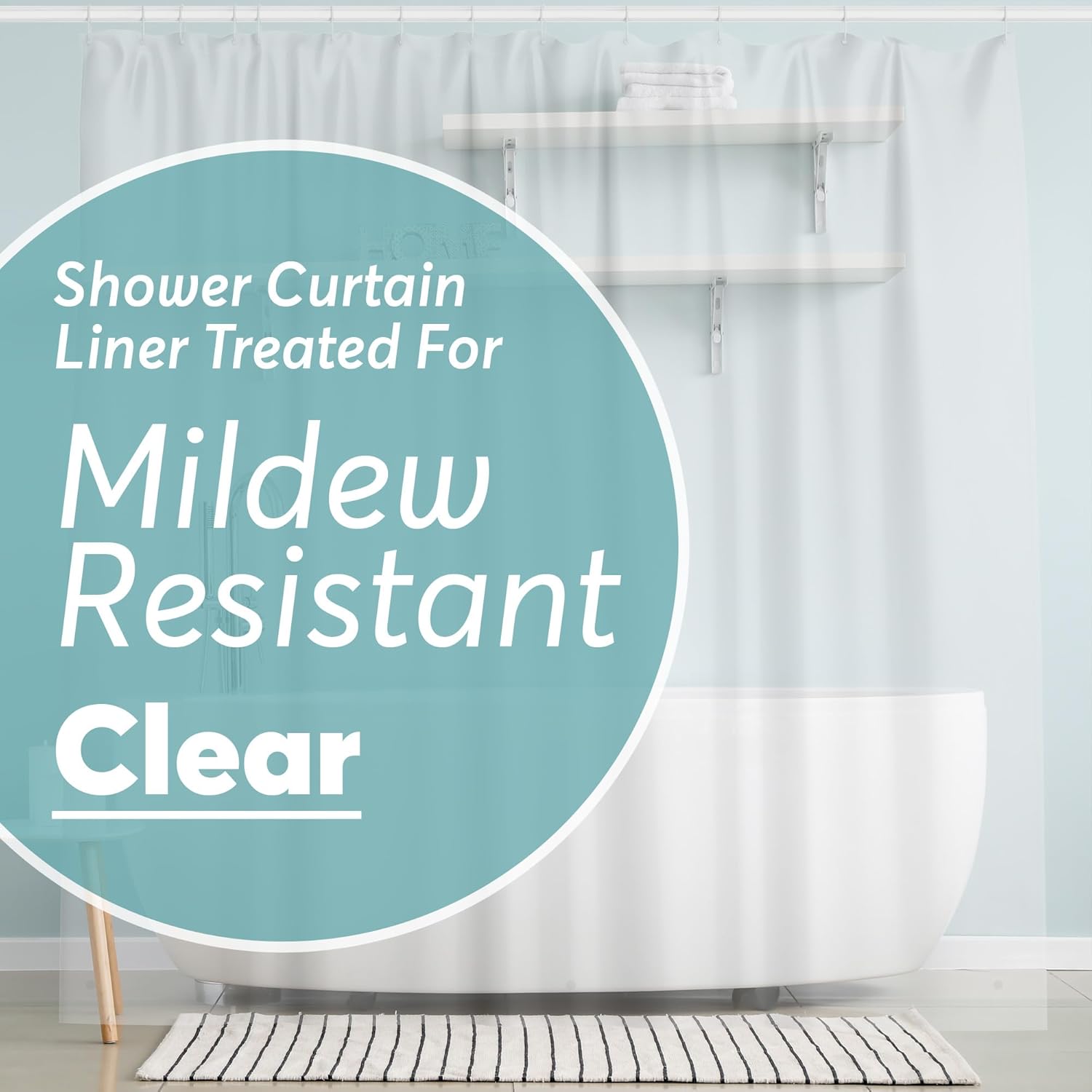 BigFoot Odorless Clear Shower Curtain - 72x72 Premium PEVA Liner with Magnets