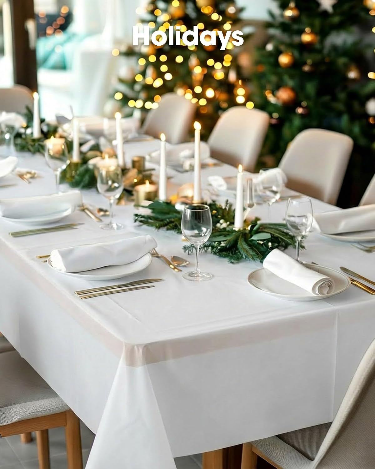 Pureegg 10-Pack White Disposable Tablecloth 54x108 Inch for Parties
