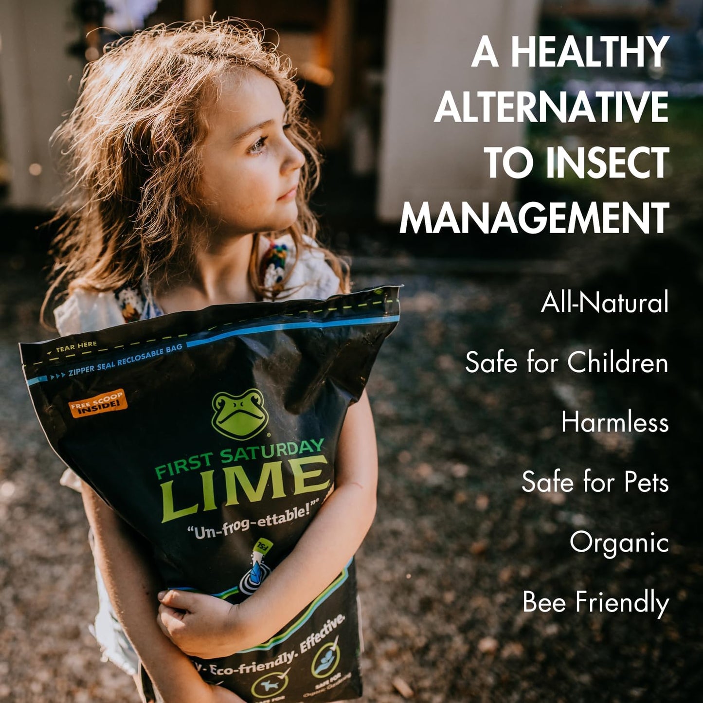 First Saturday Lime Natural Outdoor Insect Deterrent Powder - 20lb Monthly Barrier for Ants & Ticks