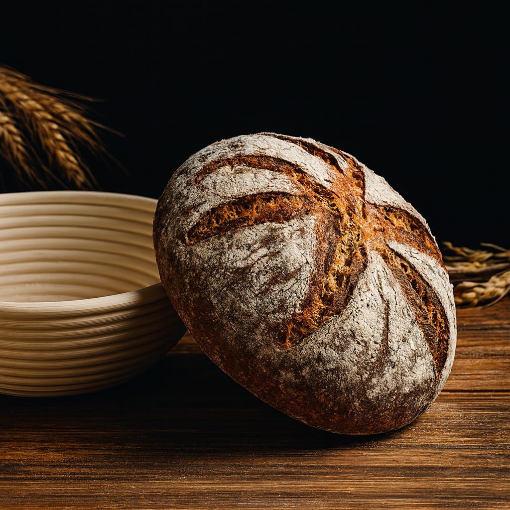 Saint Germain Bakery Premium Round Rattan Bread Proofing Basket - 9 Inch Handmade Brotform