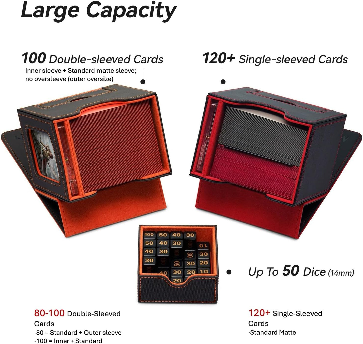 Mage Tech MTG Commander Deck Box for 100 Double-Sleeved Cards - Patented Design, Dice Tray