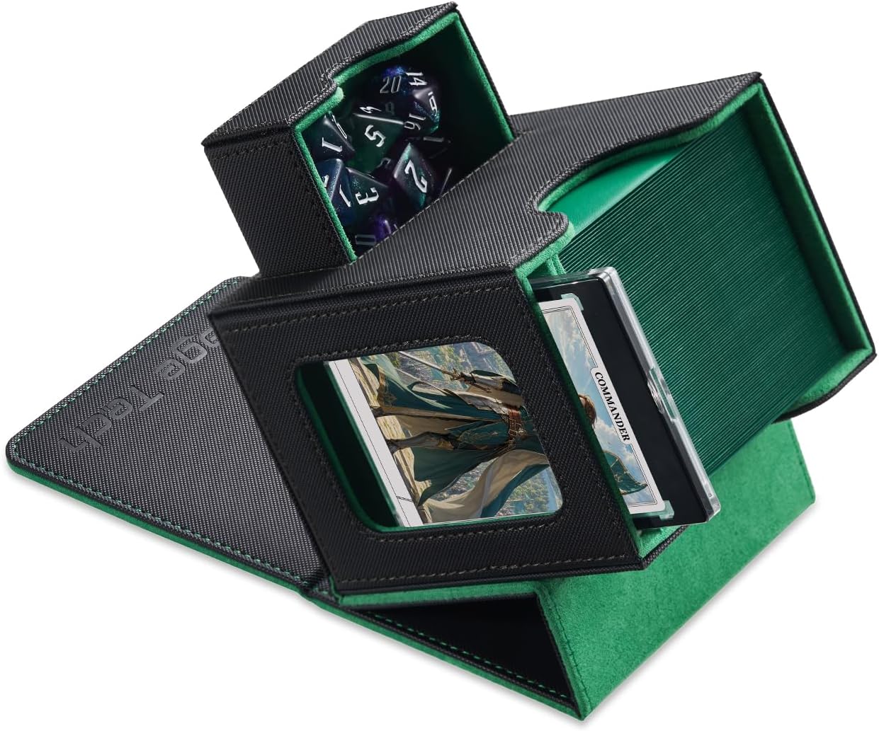 Mage Tech MTG Commander Deck Box for 100 Double-Sleeved Cards - Patented Design, Dice Tray