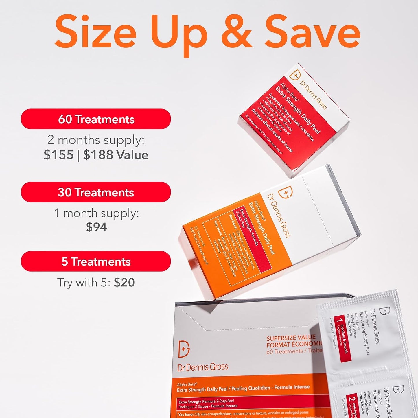Dr. Dennis Gross Alpha Beta Daily Peel - 2-Step Exfoliating Pads for Smoother Skin & Radiance, 5 Treatments