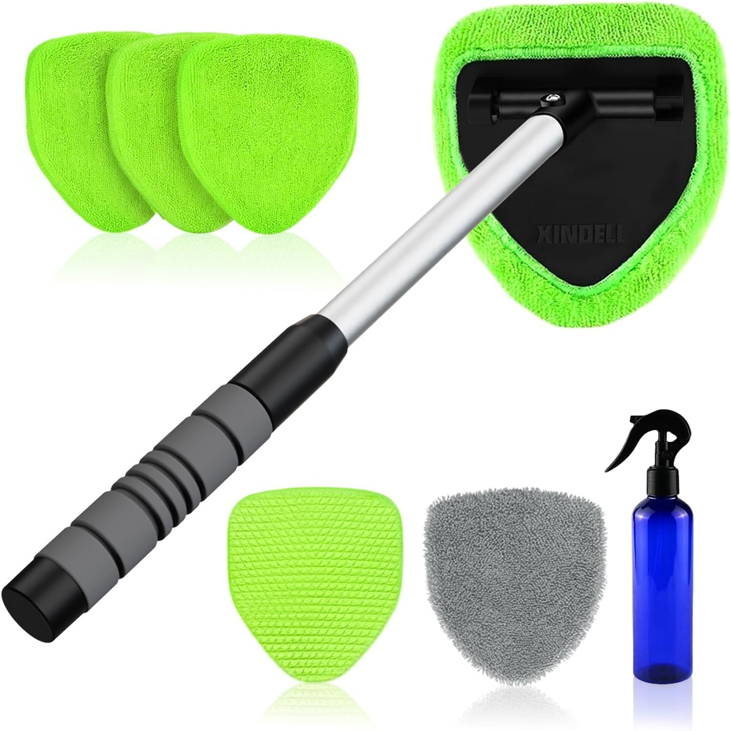 XINDELL Extendable Car Windshield Cleaner Kit with Microfiber Pads